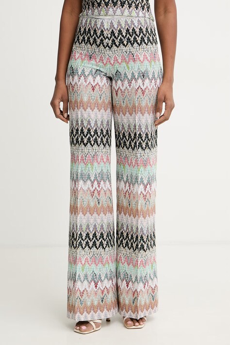 Missoni spodnie palazzo damskie beżowe high waist