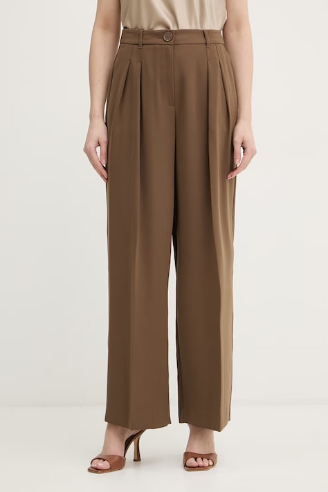 Armani Exchange spodnie damskie brązowe high waist