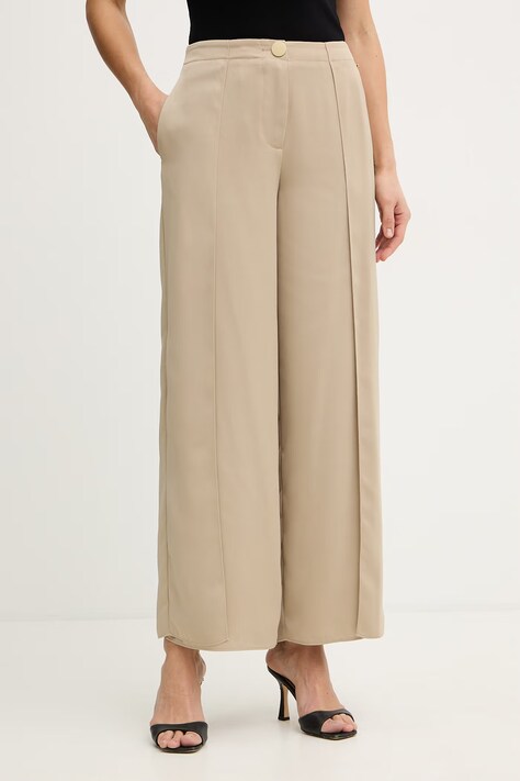 Armani Exchange spodnie damskie kolor zielony szerokie high waist XW001955 AF21553