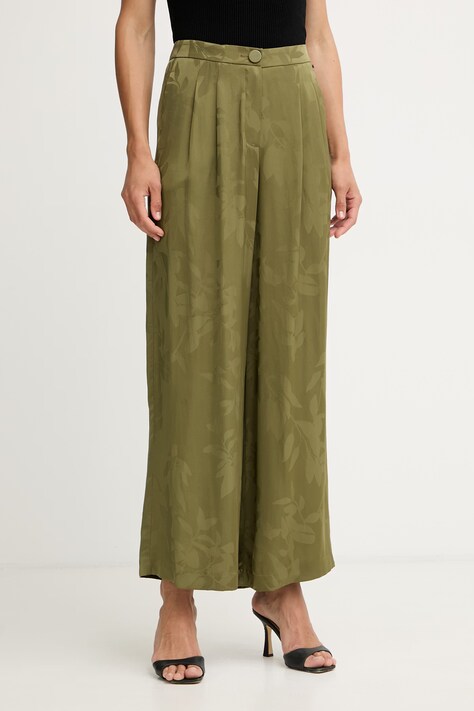 Armani Exchange брюки для женщин из вискозы зелёные high waist XW002011 AF21551