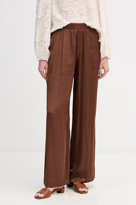 OUI spodnie damskie brązowe high waist 96311