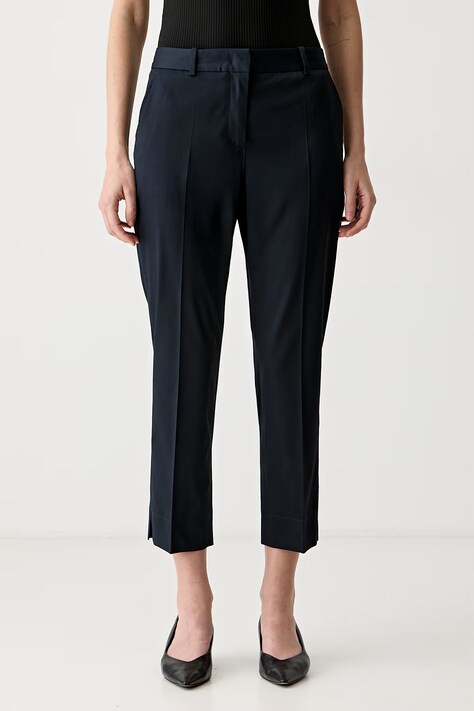 BOSS spodnie carrot damskie bawełniane z elastanem Tapria-Crop2 granatowe high waist 50551937