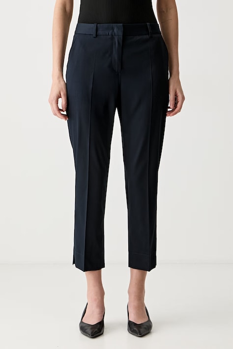 BOSS штани carrot жіночі бавовняні з еластаном Tapria-Crop2 темно-сині high waist 50551937