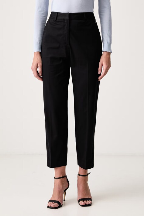 BOSS Брюки для женщин с хлопком Tecarino2 чёрные high waist 50555621