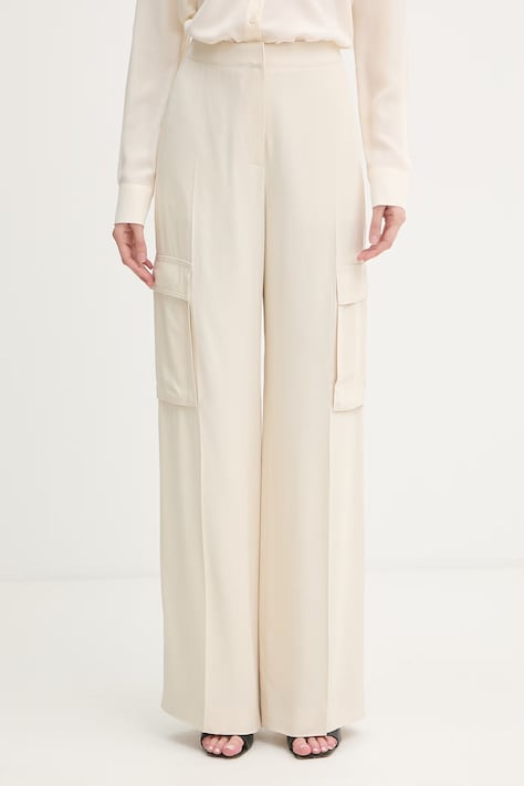 BOSS spodnie cargo damskie z wiskozą Tianamia1 beżowe high waist 50556626