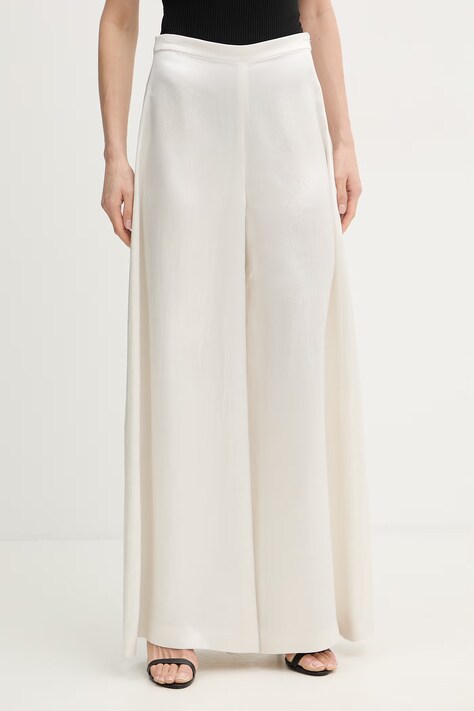 BOSS spodnie Torcain damskie kolor beżowy szerokie high waist 50558309