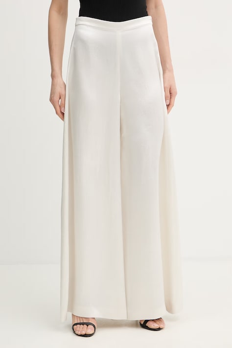 BOSS spodnie Torcain damskie kolor beżowy szerokie high waist 50558309