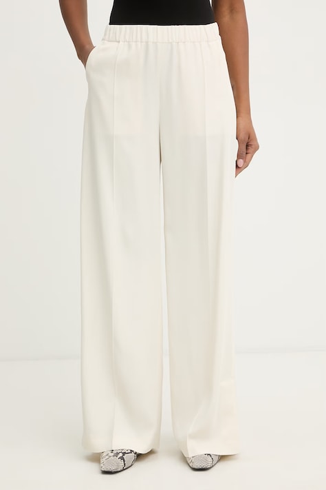 BOSS spodnie damskie z acetatem Tajila beżowe high waist 50558403