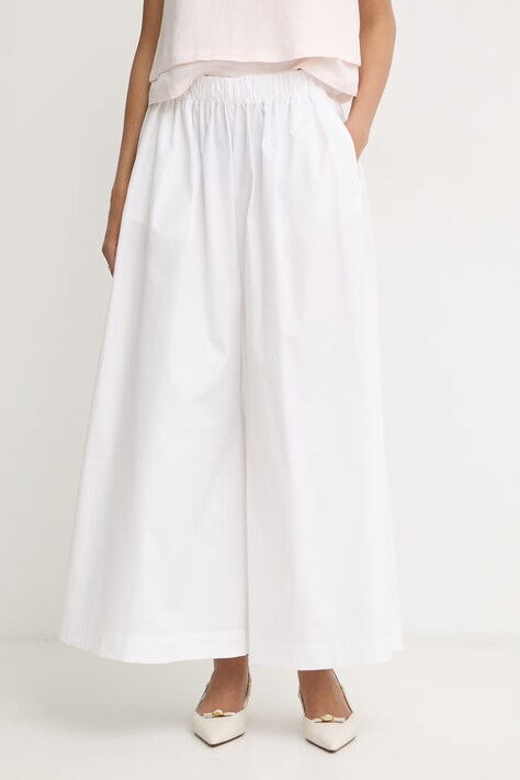 BOSS nohavice dámske bavlnené Talini biele high waist 50558447