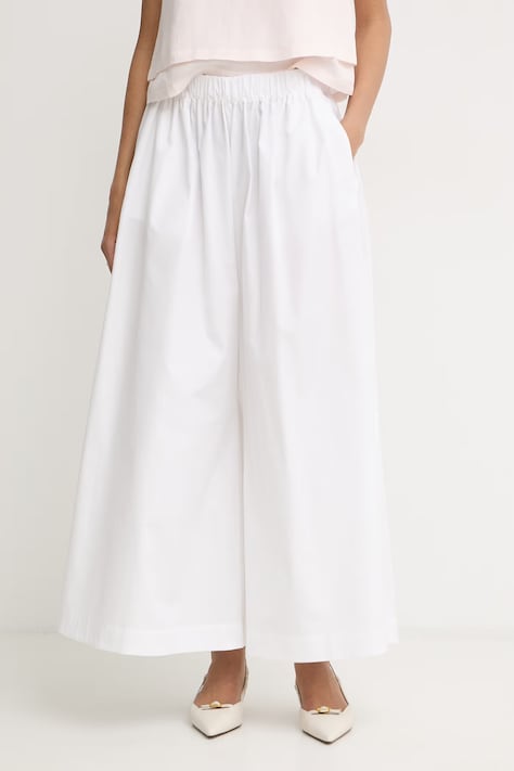 BOSS nohavice dámske bavlnené Talini biele high waist 50558447