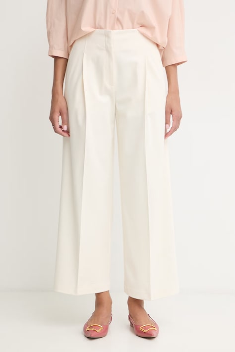 BOSS spodnie damskie z wiskozą Tulotta beżowe high waist 50562199