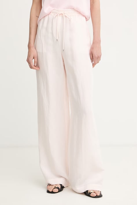 BOSS pantaloni da donna con misto lino Tavati2_TI rosa high waist 50562213