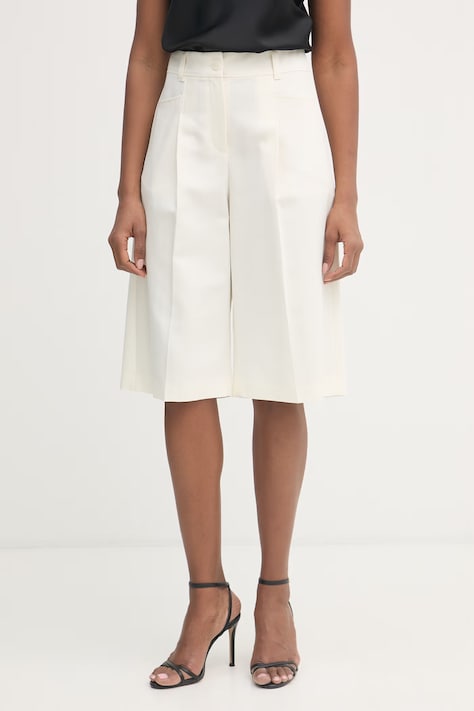 BOSS Orange elegáns női vászon rövidnadrág C Talarina1 bézs magas derék 50559835