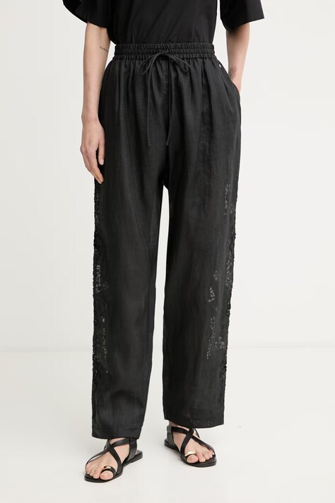 BOSS Orange nohavice dámske C Trika čierne high waist 50556735