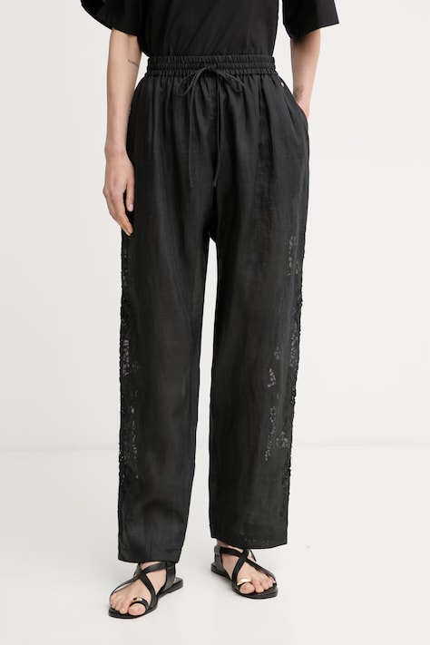 BOSS Orange брюки для женщин C Trika Чёрные high waist 50556735