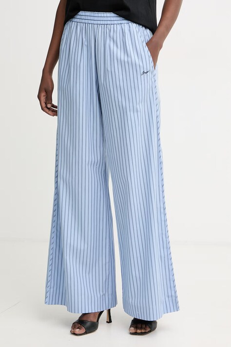 BOSS Orange spodnie damskie bawełniane C Tiplyn niebieskie high waist 50559237