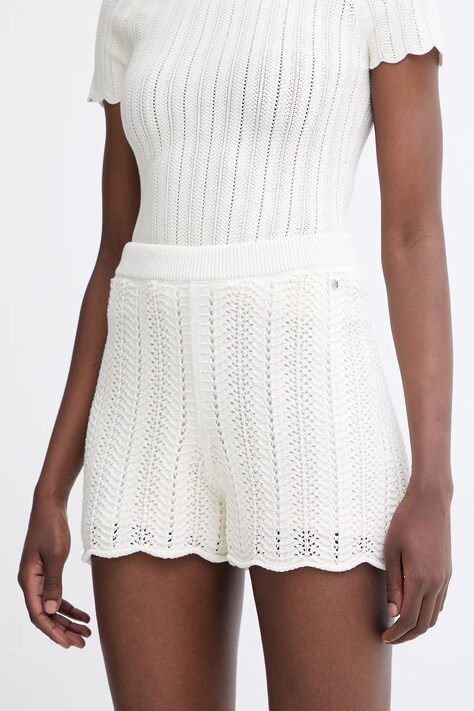 BOSS Orange szorty damskie z bawełną C Forde beżowe high waist 50559814