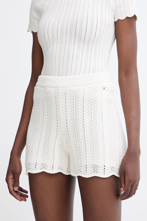 BOSS Orange szorty damskie z bawełną C Forde beżowe high waist 50559814