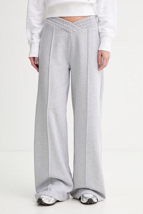 HUGO Blue spodnie dresowe damskie bawełniane szare high waist 50563763