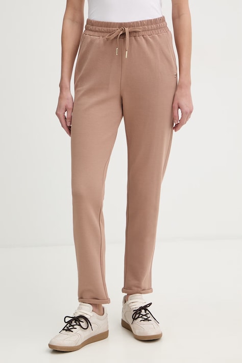 Joop! spodnie dresowe damskie z bawełną beżowe high waist 30100610
