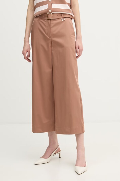 Joop! spodnie damskie kolor brązowy dzwony high waist 30101808