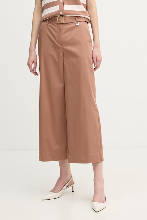 Joop! spodnie damskie kolor brązowy dzwony high waist 30101808