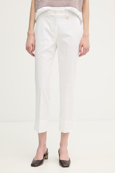 Joop! spodnie damskie kolor biały fason cygaretki high waist 30101809