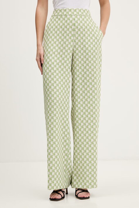 HUGO spodnie Haseli-1 damskie kolor zielony szerokie high waist 50559497