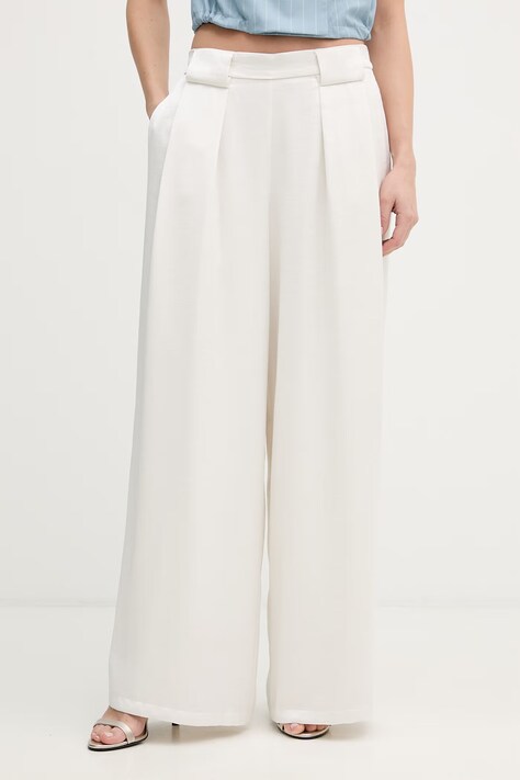 Dkny spodnie damskie kolor beżowy szerokie high waist P6AK7E57