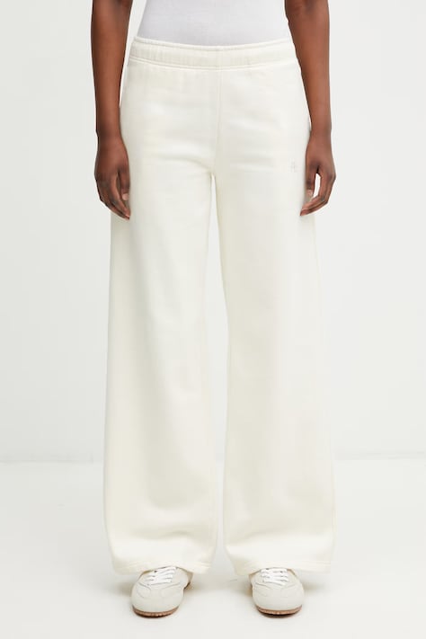 Anine Bing KACEY SWEATPANT MONOGRAM - CREAM spodnie dresowe bawełniane damskie beżowe high waist A.03.12163.CRM01