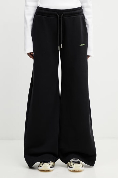 Off-White Bookish Reg donji dio trenirke od pamuka za žene crna srednje visoki struk 2CH022S26FLE001