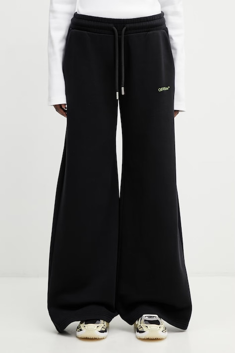 Off-White Bookish Reg donji dio trenirke od pamuka za žene crna srednje visoki struk 2CH022S26FLE001