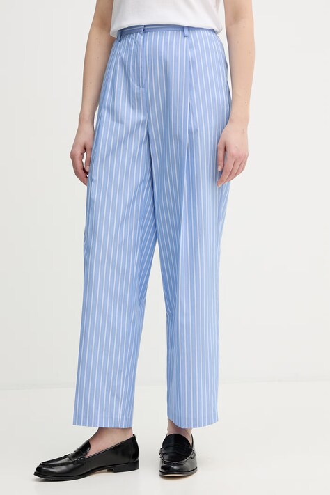 Karl Lagerfeld kalhoty ženské bavlněné modré high waist B2W10029