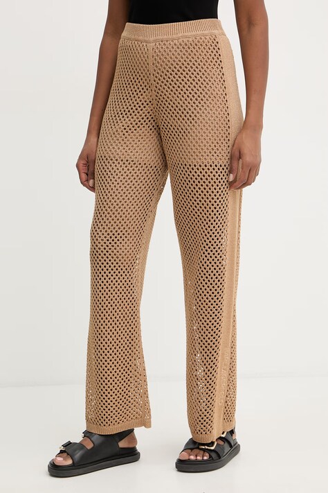 Karl Lagerfeld spodnie damskie brązowe high waist B2W10012
