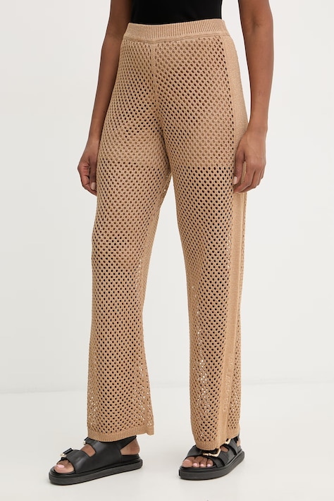 Karl Lagerfeld spodnie damskie brązowe high waist B2W10012