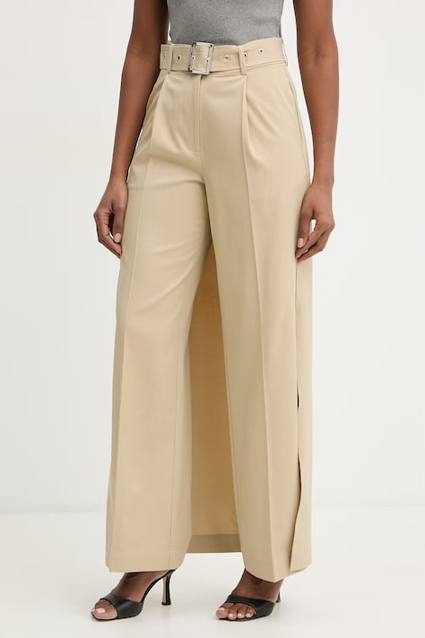 Karl Lagerfeld Kalhoty dámské béžové high waist B2W10127