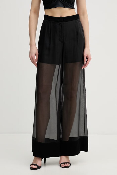 Karl Lagerfeld kalhoty ženské s viskózou černé high waist B2W10010