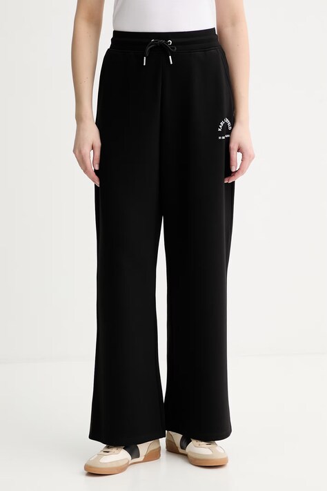 Karl Lagerfeld spodnie dresowe damskie z wiskozą czarne high waist B2W10145