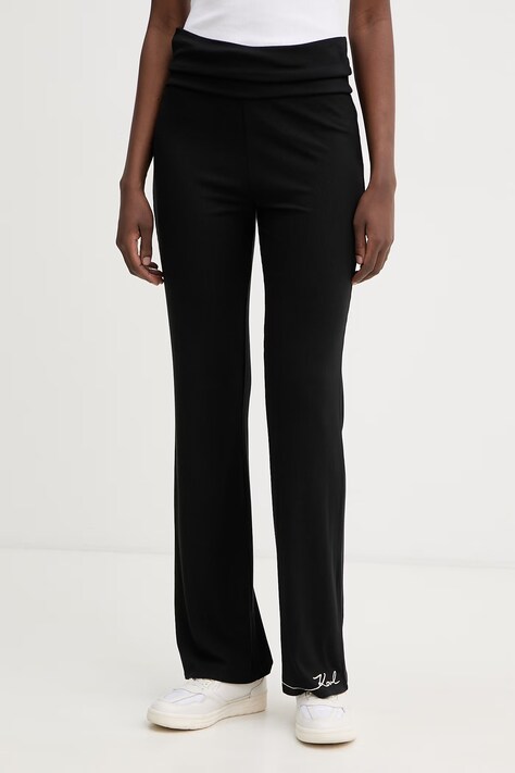 Karl Lagerfeld spodnie damskie z wiskozą czarne B2W44009