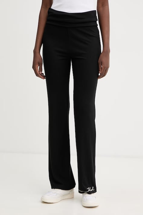 Karl Lagerfeld spodnie damskie z wiskozą czarne B2W44009
