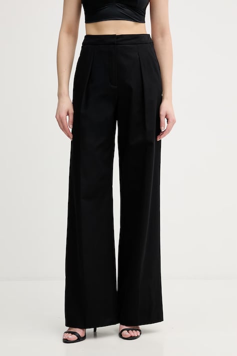 Karl Lagerfeld kalhoty ženské bavlněné černé high waist