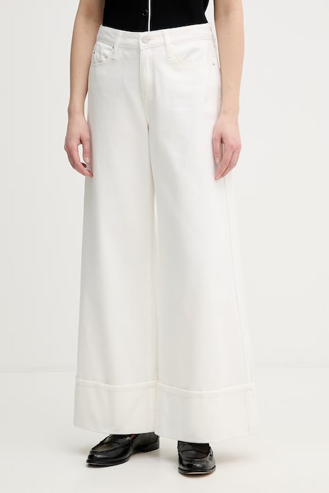 Karl Lagerfeld jeansy wide leg damskie beżowe B2W10043