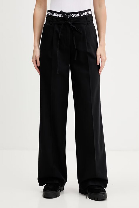 Karl Lagerfeld Jeans hlače za žene crne srednje visoki struk B2W10059