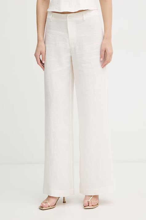 Bardot spodnie damskie lniane beżowe high waist 60376PB