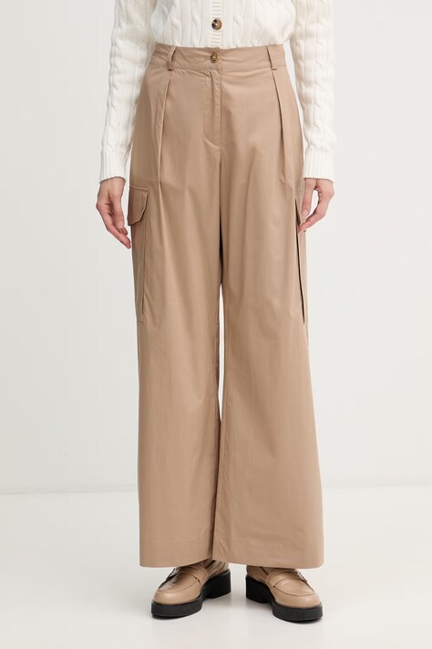 Blauer spodnie cargo damskie bawełniane CARYLL beżowe high waist BLDP04500