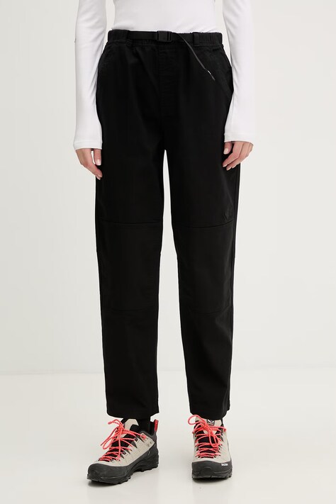 The North Face spodnie trekkingowe damskie bawełniane z elastanem BETA UTILITY BELTED czarne regular waist NF0A8B61JK31