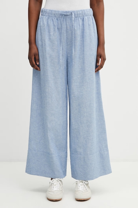 Barbour LTR0418BL39 kalhoty se lnem dámské modré high waist Josie