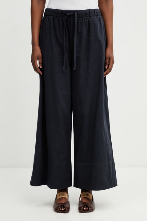 Barbour LTR0418NY99 штани жіночі з льоном темно-сині high waist Josie