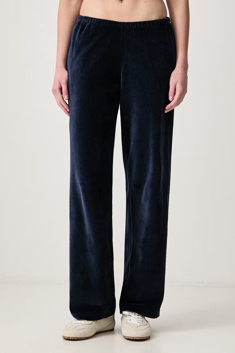 Sporty & Rich Signature Logo Krystal sweatpants velvet Women's navy high waist PA02273326BL106