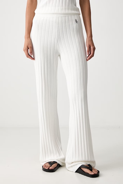 Sporty & Rich spodnie dresowe z wiskozą damskie beżowe high waist PA049712302WH37